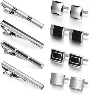 UJOY Cufflinks and Tie Clips Set 12 PCS for Men, Formal Business Shirts Dress Necktie Pin Bars Cuff Link Buttons Packed in Case