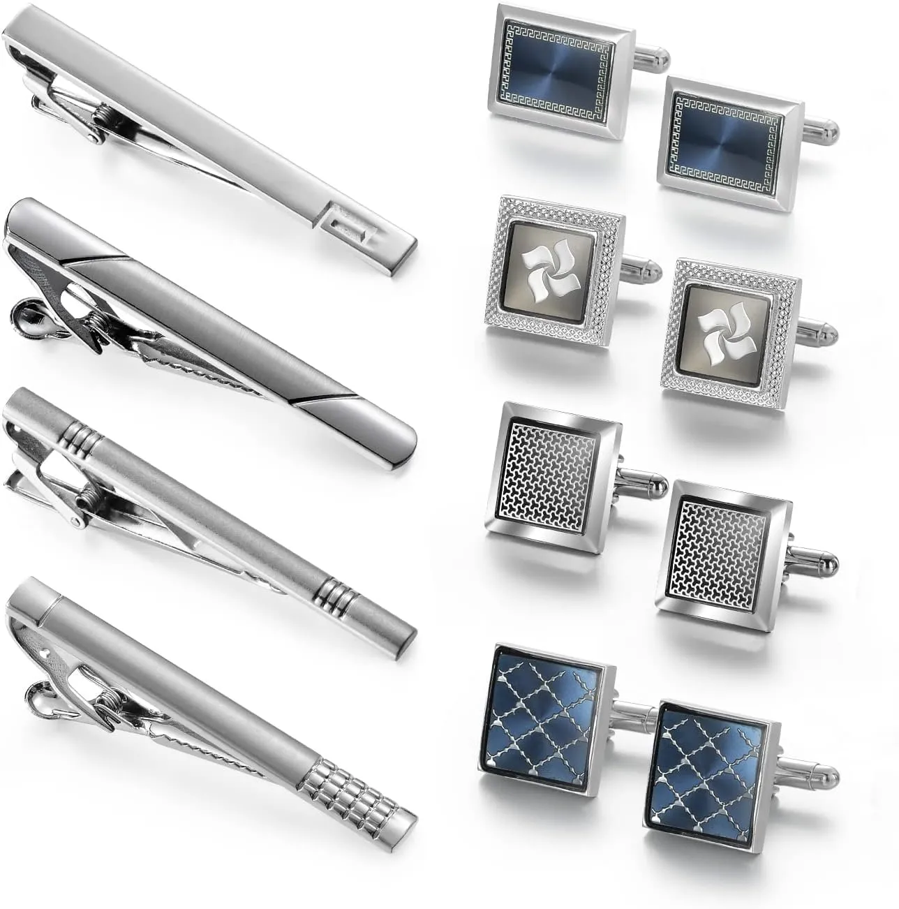 UJOY Mens Cufflinks and Tie Clips Set 12 PCS Formal Business Shirts Dress Necktie Pins Buttons Cuff Link Box Packed