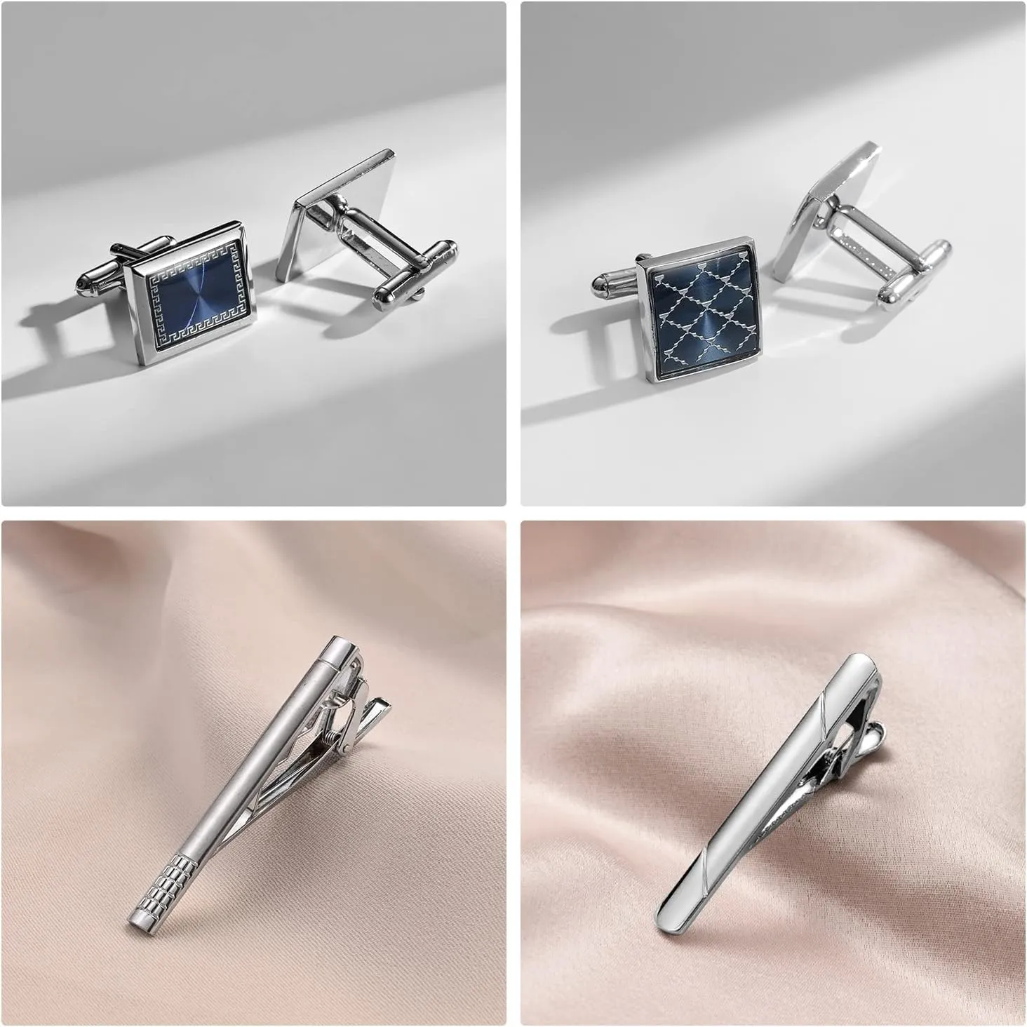 UJOY Mens Cufflinks and Tie Clips Set 12 PCS Formal Business Shirts Dress Necktie Pins Buttons Cuff Link Box Packed