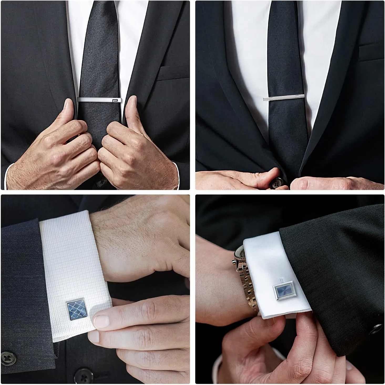 UJOY Mens Cufflinks and Tie Clips Set 12 PCS Formal Business Shirts Dress Necktie Pins Buttons Cuff Link Box Packed