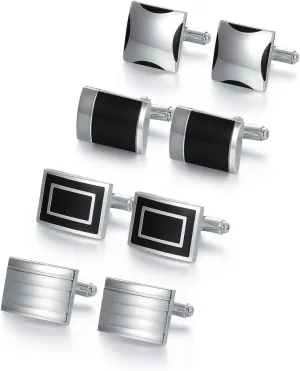 UJOY Mens Cufflinks Set 4 Pairs Formal Business Shirts Dress Buttons Cuff Link Box Packed T0204001