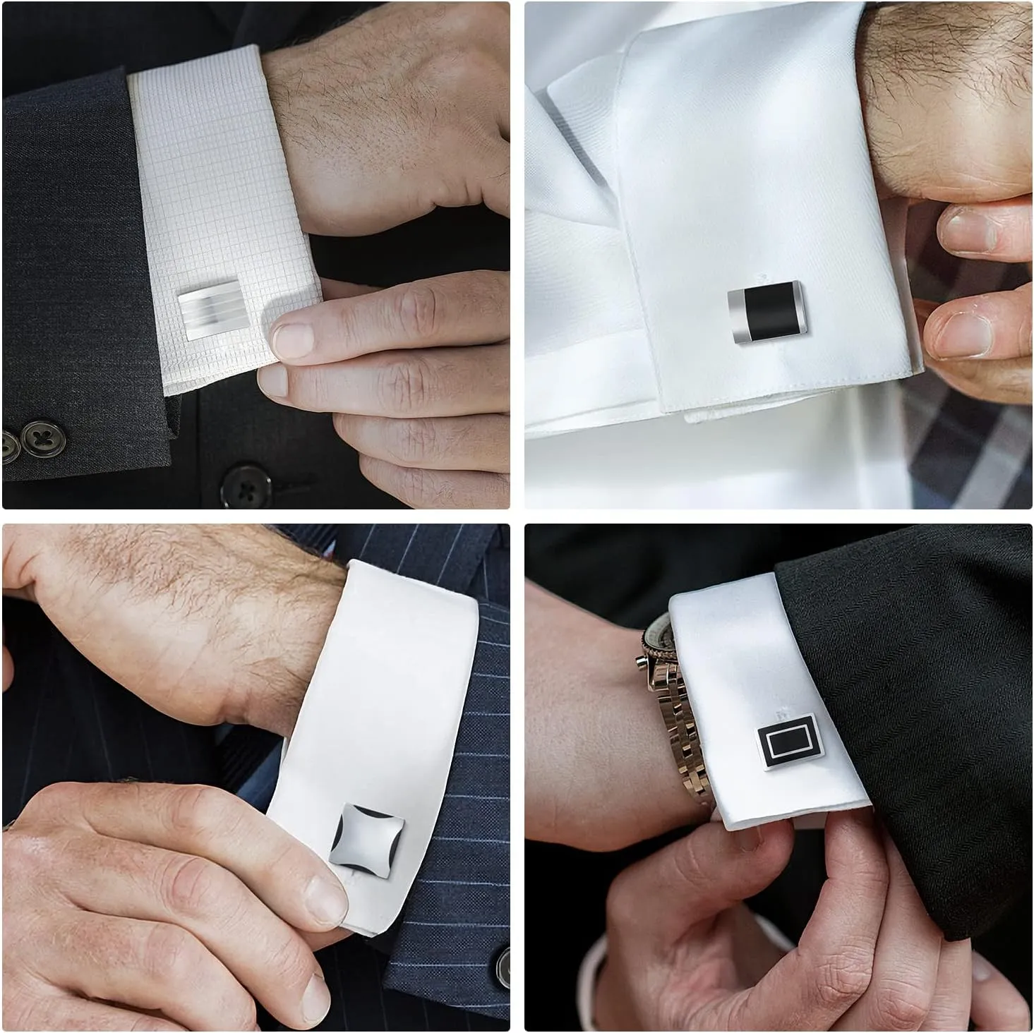 UJOY Mens Cufflinks Set 4 Pairs Formal Business Shirts Dress Buttons Cuff Link Box Packed T0204001