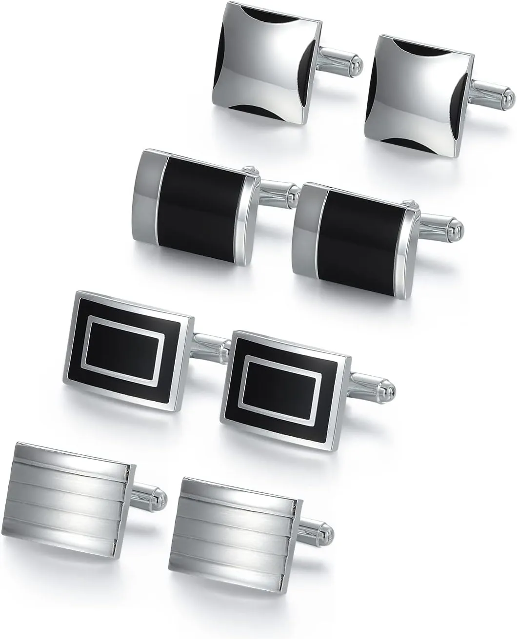 UJOY Mens Cufflinks Set 4 Pairs Formal Business Shirts Dress Buttons Cuff Link Box Packed T0204001