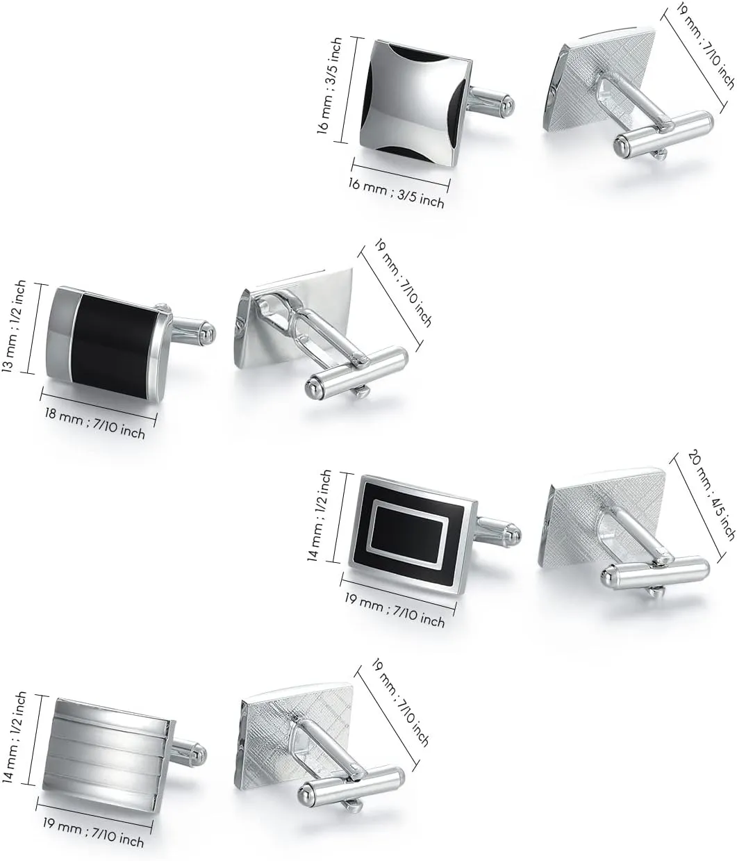 UJOY Mens Cufflinks Set 4 Pairs Formal Business Shirts Dress Buttons Cuff Link Box Packed T0204001