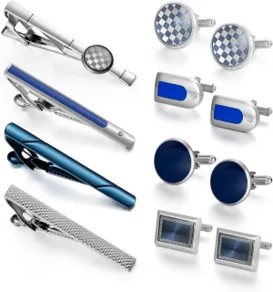 UJOY Mens Tie Clip and Cufflink Set 12 PCS, Shirts Necktie Bar Pins Cuff Link Buttons, Wedding Businesss Gift for Men