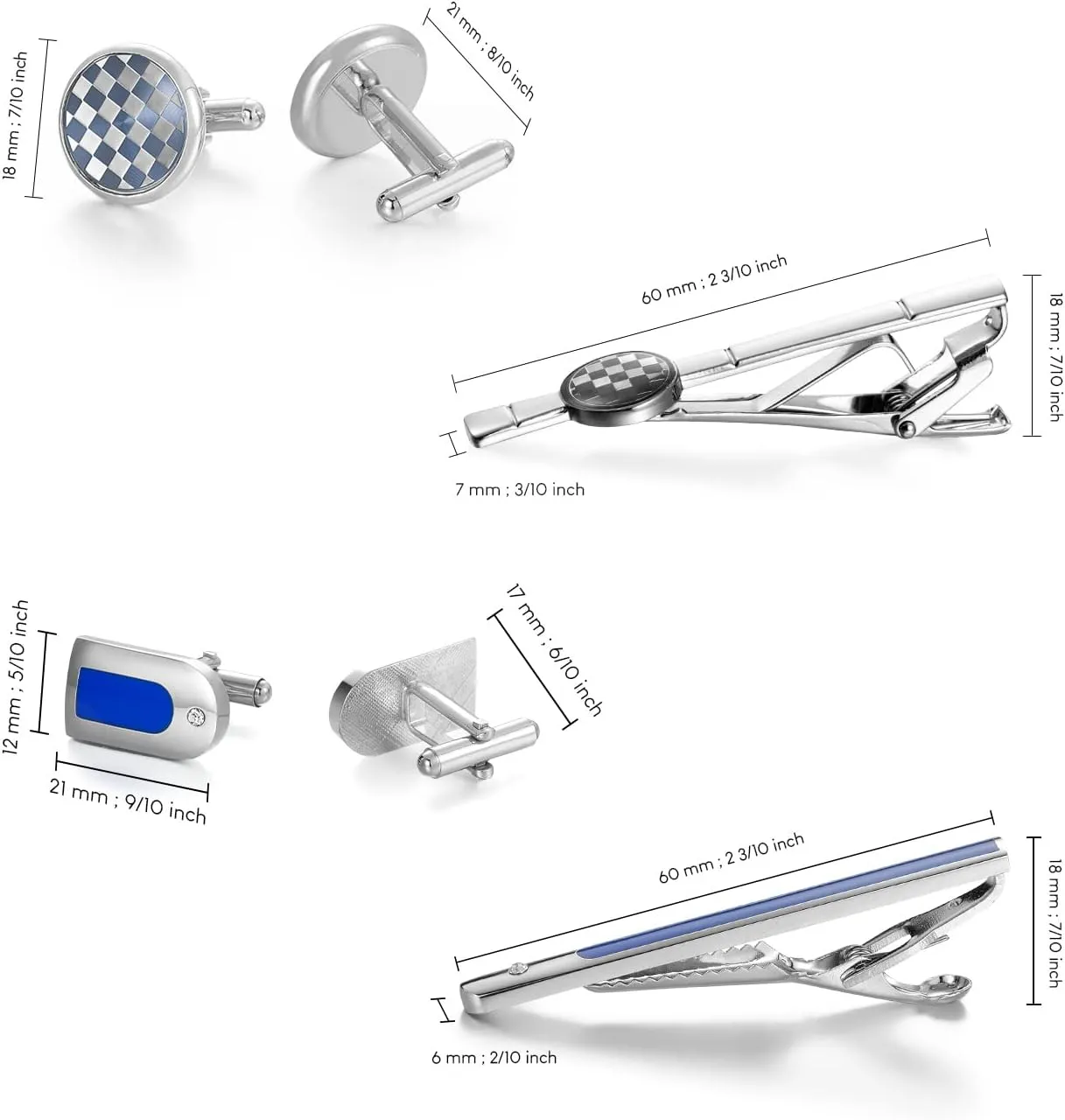 UJOY Mens Tie Clip and Cufflink Set 12 PCS, Shirts Necktie Bar Pins Cuff Link Buttons, Wedding Businesss Gift for Men
