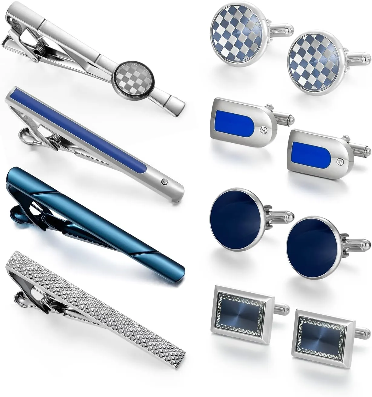 UJOY Mens Tie Clip and Cufflink Set 12 PCS, Shirts Necktie Bar Pins Cuff Link Buttons, Wedding Businesss Gift for Men
