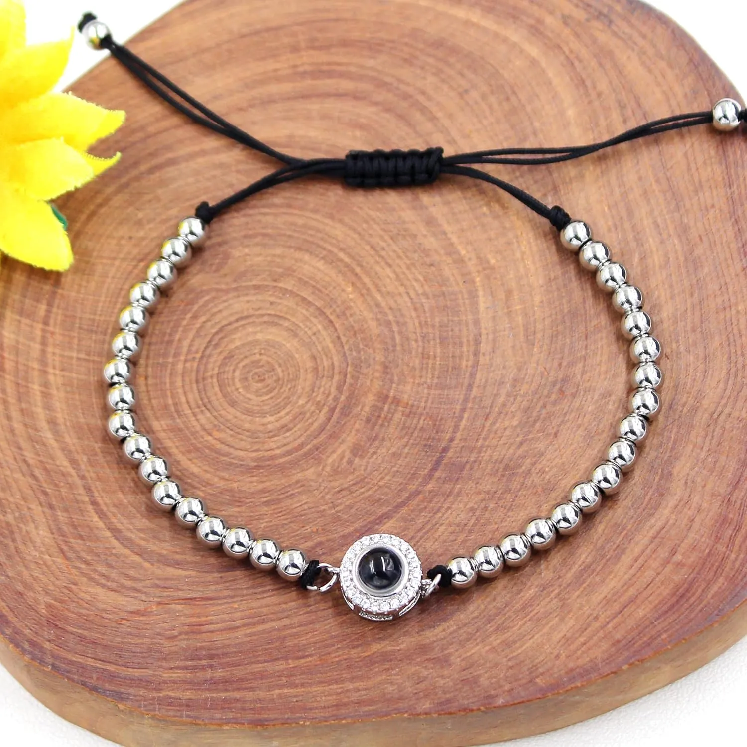 Uloveido Mom Daughter Bracelets 100 Languages I Love You Projection Bracelet Round Metal Brass Beads Bracelet for Mother and Daughter YA4761