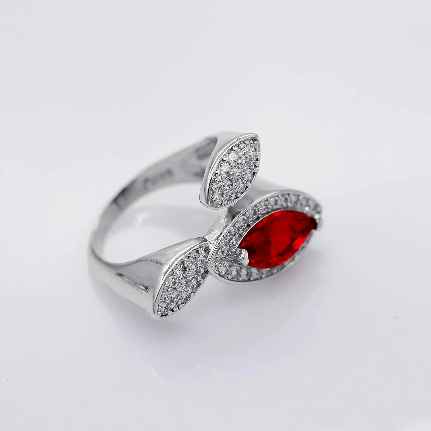 Uloveido Women's Unique Platinum Plated Oval Cut CZ Eye Shape Exaggerated Big Cocktail Ring Wedding Enagement Jewelry