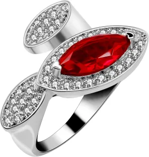 Uloveido Women's Unique Platinum Plated Oval Cut CZ Eye Shape Exaggerated Big Cocktail Ring Wedding Enagement Jewelry