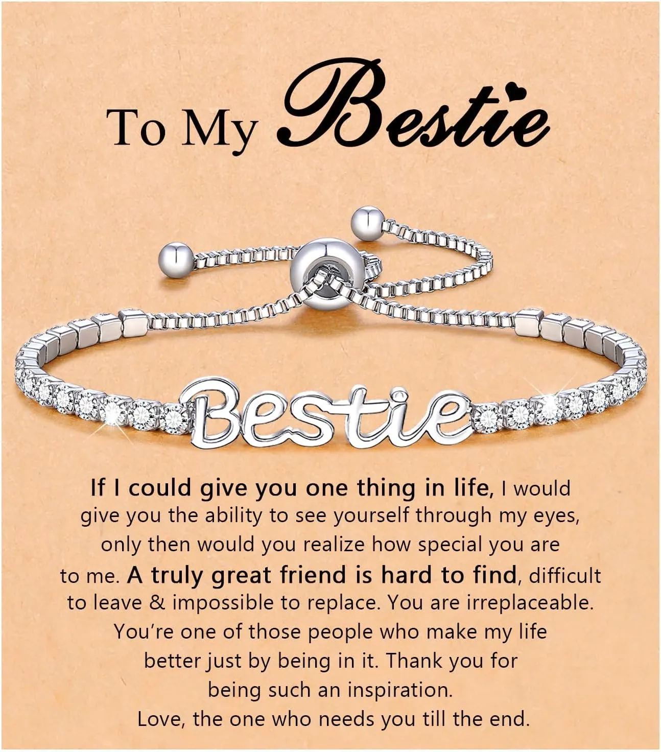 UNGENT THEM Happy Birthday Gifts-Mom Daughter Bestie Cubic Zirconia Tennis Bracelet Christmas Valentins's Day Gifts for Women Her Friends
