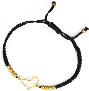 UNIFT Africa Map Bracelet For Women Men Stainless Steel Minimalist Hollow Out Heart Africa Map Continent Outline with a Bead Colorful Weave Adjustable Bracelets Ethnic Jewelry