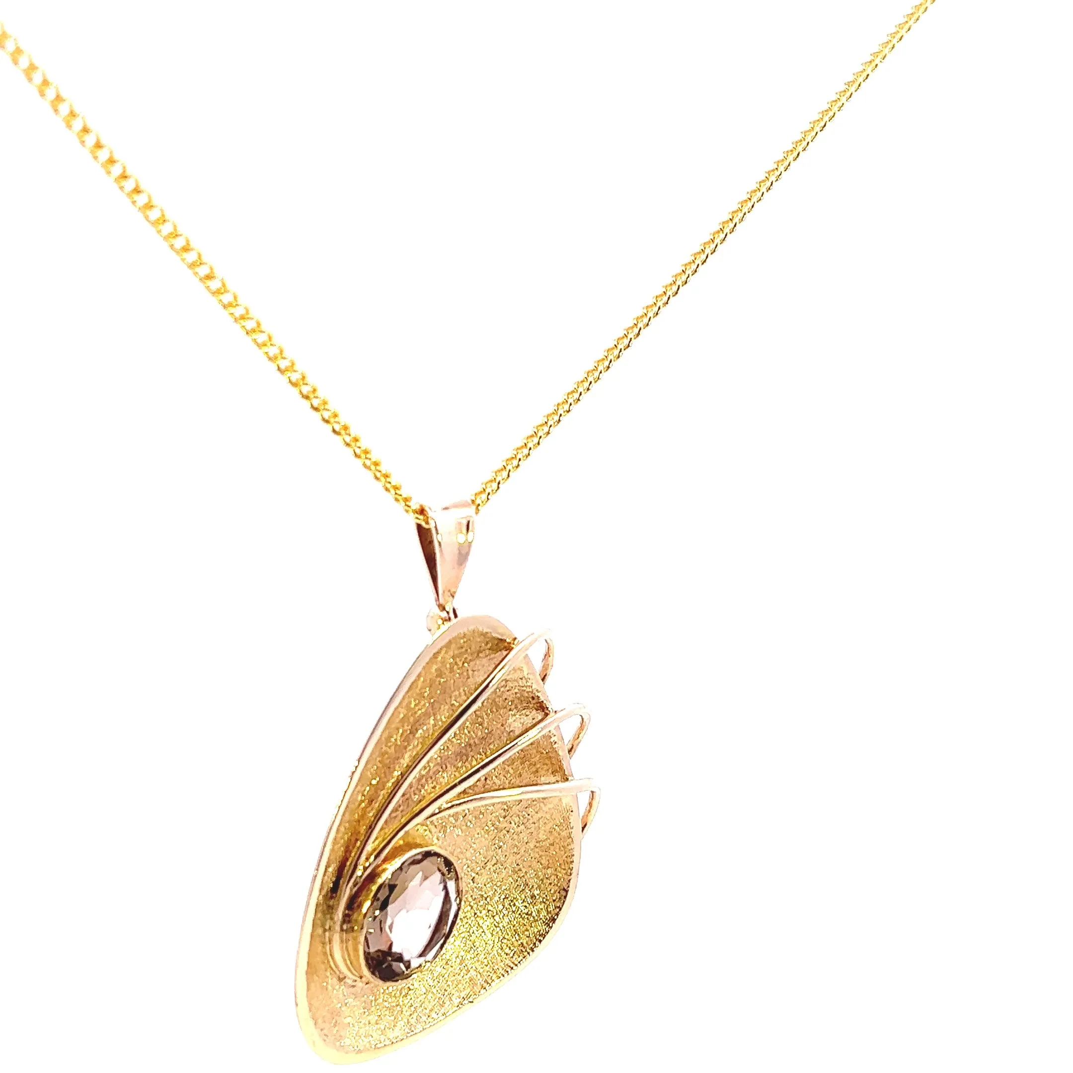 Unique 9ct Yellow Gold Smokey Quartz Pendant/Brooch