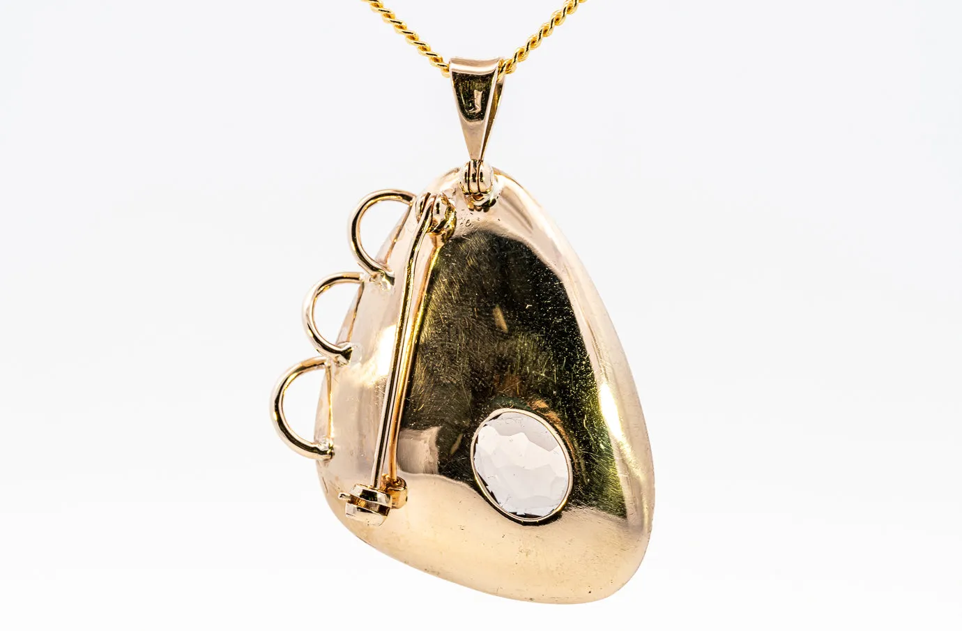 Unique 9ct Yellow Gold Smokey Quartz Pendant/Brooch