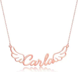 Unique Custom Name Angel Wings Necklace Stainless Steel Pendant Choker for Women Romantic Gift Jewelry