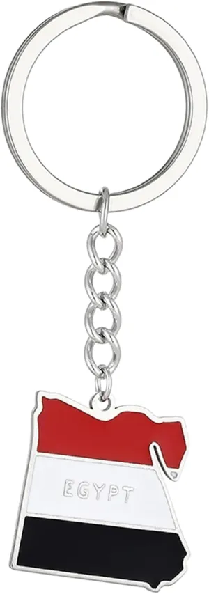 Unique Egypt Map Flag Keyring Keychain Personality Stainless Steel Map Keychain Ethnic Style Jewelry Backpack Car Charm