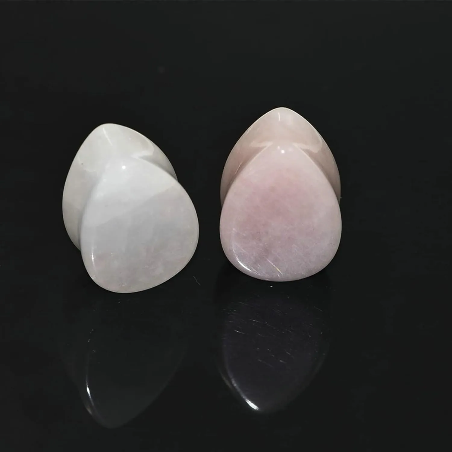 Unique Gauge Earrings, Saddle Teardrop Stone Ear Gauge Stretching Double Flared Flesh Ear Gauges Piercing Plugs 2Pcs