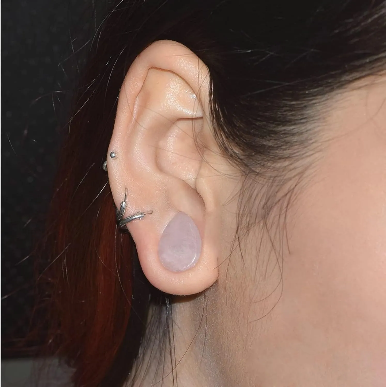 Unique Gauge Earrings, Saddle Teardrop Stone Ear Gauge Stretching Double Flared Flesh Ear Gauges Piercing Plugs 2Pcs