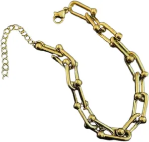 Unique Horseshoes Bit Link Bracelet Paperclip U shape Horse Bit Link Chain Bracelet Jewelry for Women and Men