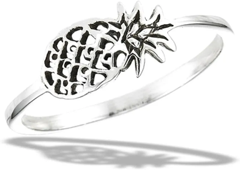 Unique Pineapple Ring New .925 Sterling Silver Tropical Island Band Sizes 5-9