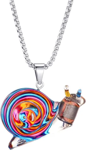 Unique Snail Pendant Necklace Multifunctional Steampunk Environmentally Friendly Design Jewelry Gift for Nature Lovers,Men,Women & Teens