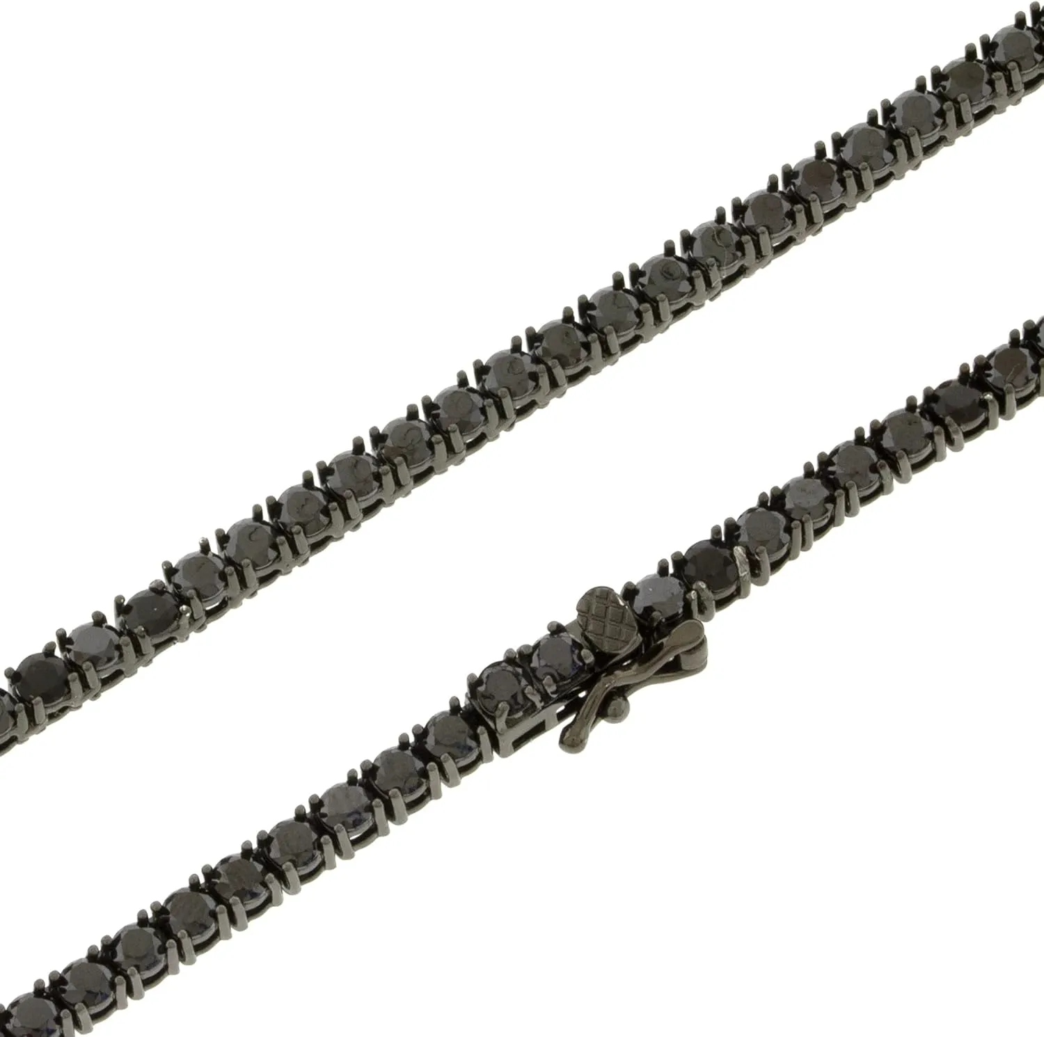 Unisex NEW 1 Row Tennis Necklace/Bracelet Black Finish Lab Created Diamonds 3MM Solitaires Skinny Tennis Chain 16-24 inches Bracelet 6.5-8.5 inches