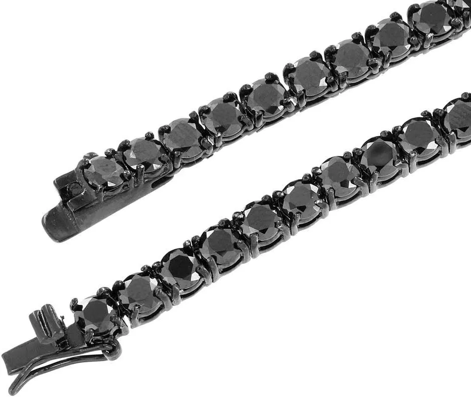 Unisex Silver Gold Black Rose Gold Finish Iced Out Lab Created Diamond Cross Pendant 4mm Tennis Chain 1 Row Necklace 16-24 inches