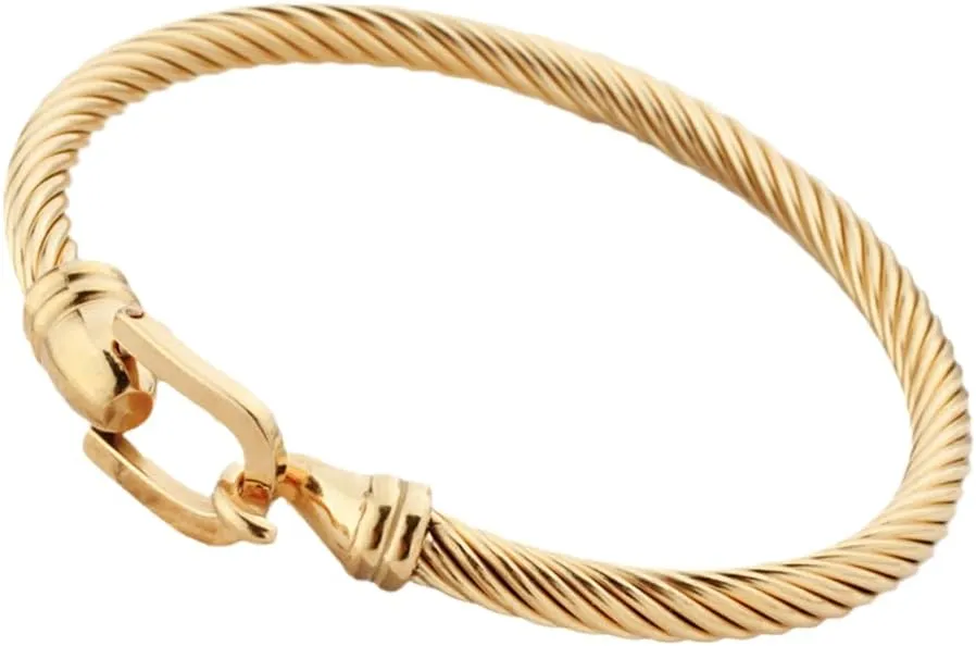 Unisex Stainless Steel Cable Wire Bracelets Charm Bangle Bracelet with Hook Clasp Best Friend Sister Fashion Jewelry Gift for Women Men