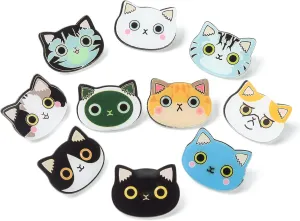 UR URLIFEHALL 10 Pcs Acrylic Cat Brooch Cat Head Brooch Pins Animal Brooch Lapel Pin Badges for Clothes Bags Backpacks Decoration Gift