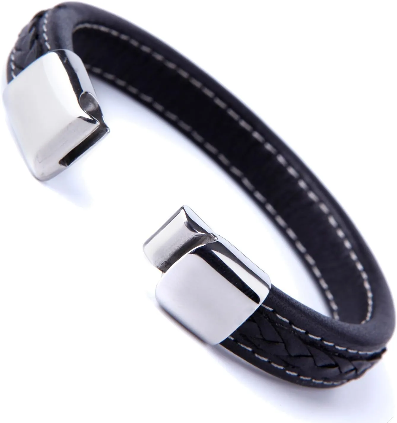 Urban Jewelry Braided Genuine Leather Bracelet with Locking Stainless Steel Clasp (Unique Designs Options)