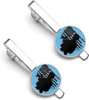 Us Flag Army Military Men's Tie Clip Tie Bar Round Tie Clasp Classic Tie Tack Pins Jewelry Accessories