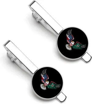 USA Mexico Friendship Ea-gle Mens Tie Clips Pin Unique Tie Bars for Wedding Anniversary Holiday Gifts 5.5x2.2cm