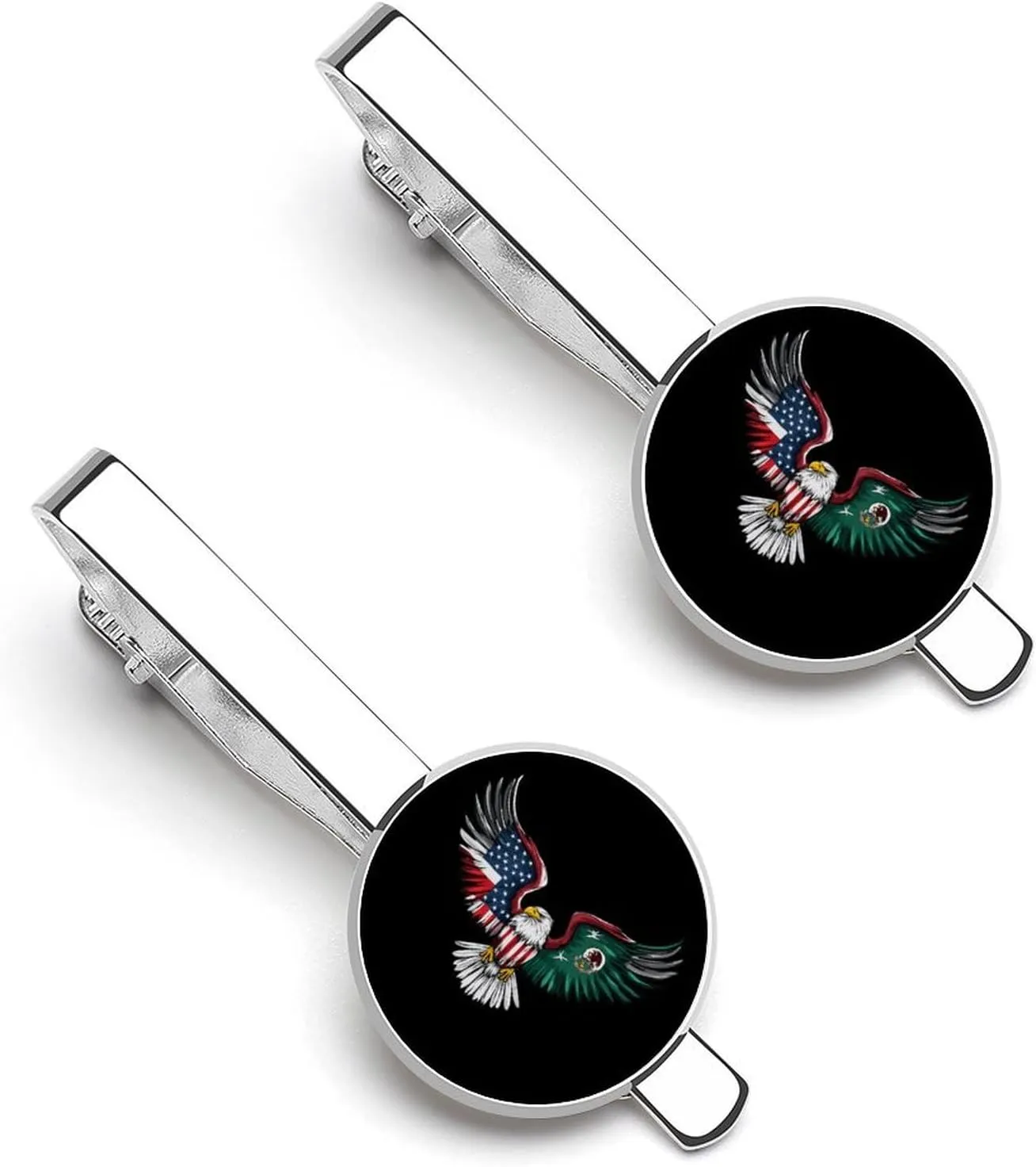 USA Mexico Friendship Ea-gle Mens Tie Clips Pin Unique Tie Bars for Wedding Anniversary Holiday Gifts 5.5x2.2cm