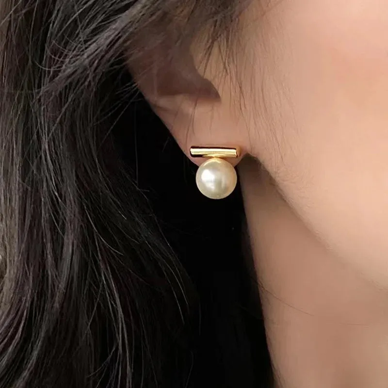 VAIGE Elegant Grey Imitation Pearl Drop Earrings in Minimalist Style - Fashion Jewelry for Daily Wear and Special Occasions