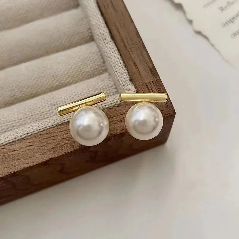 VAIGE Elegant Grey Imitation Pearl Drop Earrings in Minimalist Style - Fashion Jewelry for Daily Wear and Special Occasions