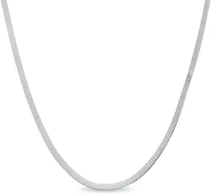 Verona Jewelers Sterling Silver 2.5MM Herringbone Flat Snake Magic Chain -925 Vintage Shiny Chain for Men and Women