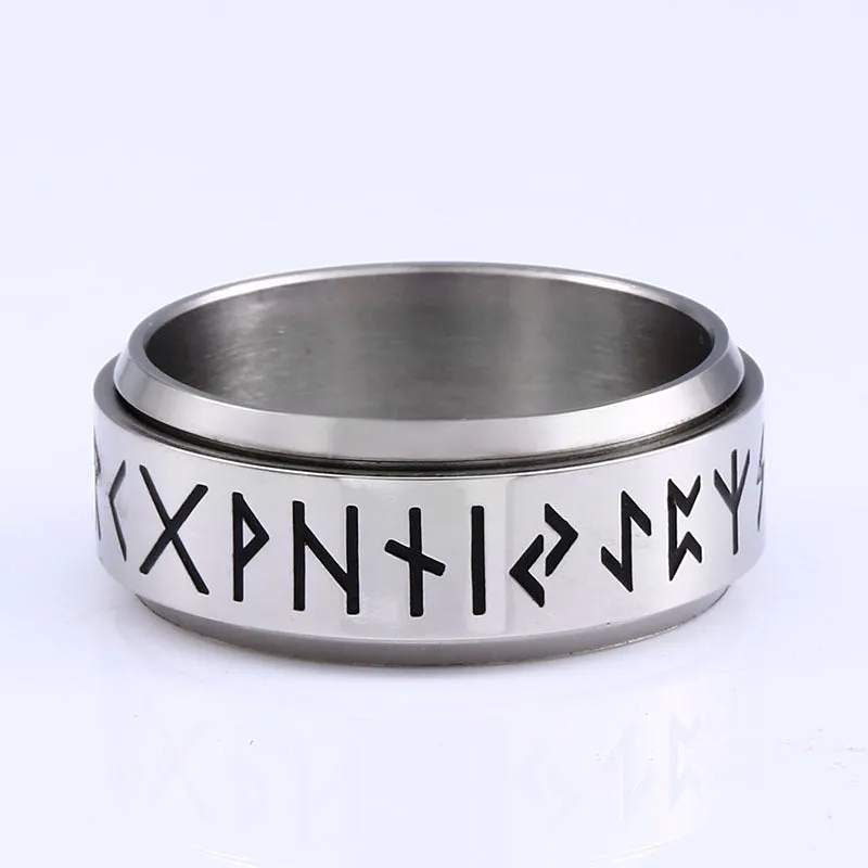 Viking-Inspired Stainless Steel Rotatable Rings for Men and Women - Fashionable Titanium Steel Design