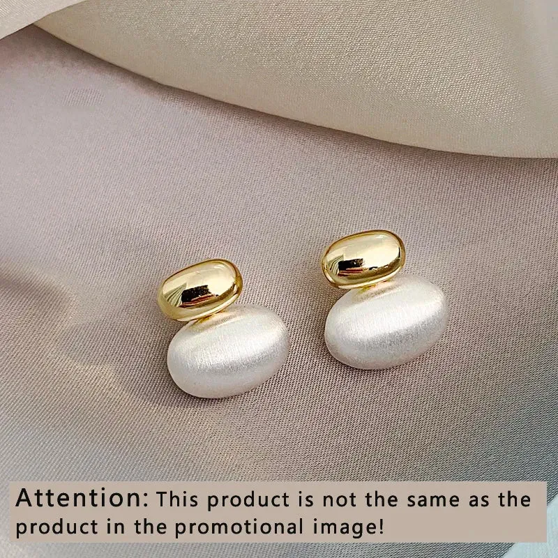 Vintage Bean Spliced Flat Pearl Earrings