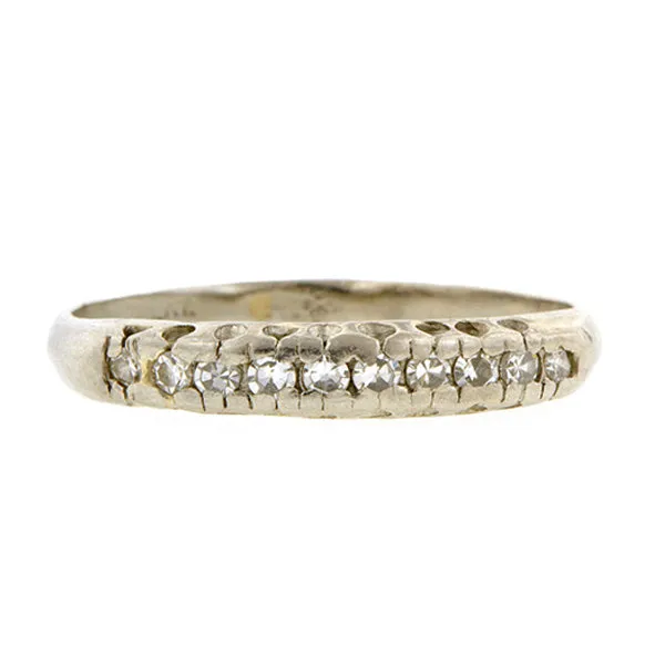Vintage Diamond Wedding Band Ring, Platinum Size 8.5