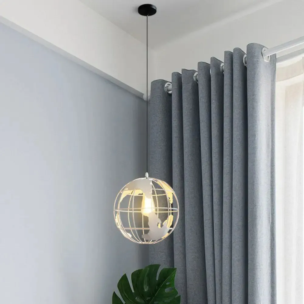 Vintage Globe Iron Pendant Lamp for Hallway with Single Bulb
