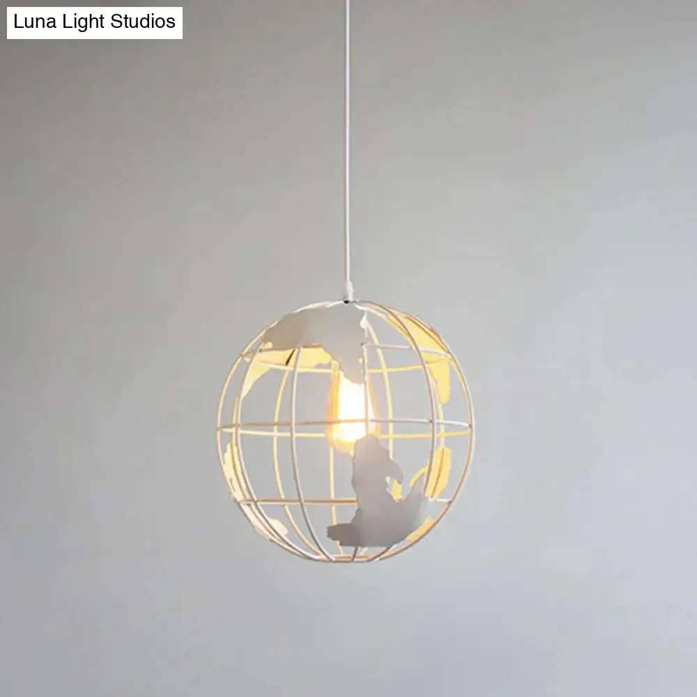 Vintage Globe Iron Pendant Lamp for Hallway with Single Bulb