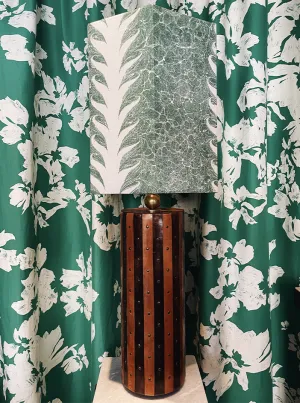 Vintage leather lampbase with metal studs
