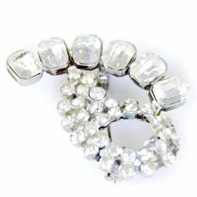 Vintage Rhinestone Cocktail Brooch Pin 1940S Large & Unique