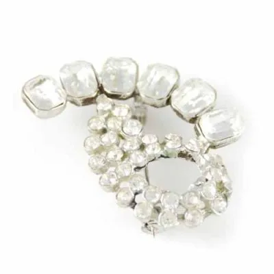 Vintage Rhinestone Cocktail Brooch Pin 1940S Large & Unique