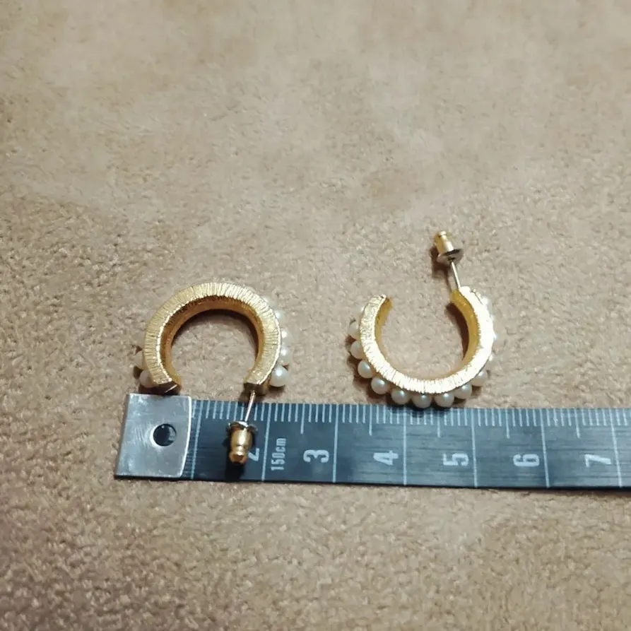 Vintage seed pearl hoop earrings