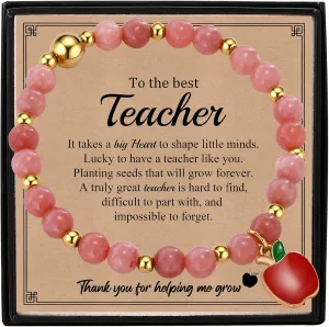 VNOX Teacher Gifts for Women | Appreciation Beaded Bracelets for Graduation, Birthday, Christmas, Valentine's Day | Elastic Bracelet for Professor with Gift Message Card