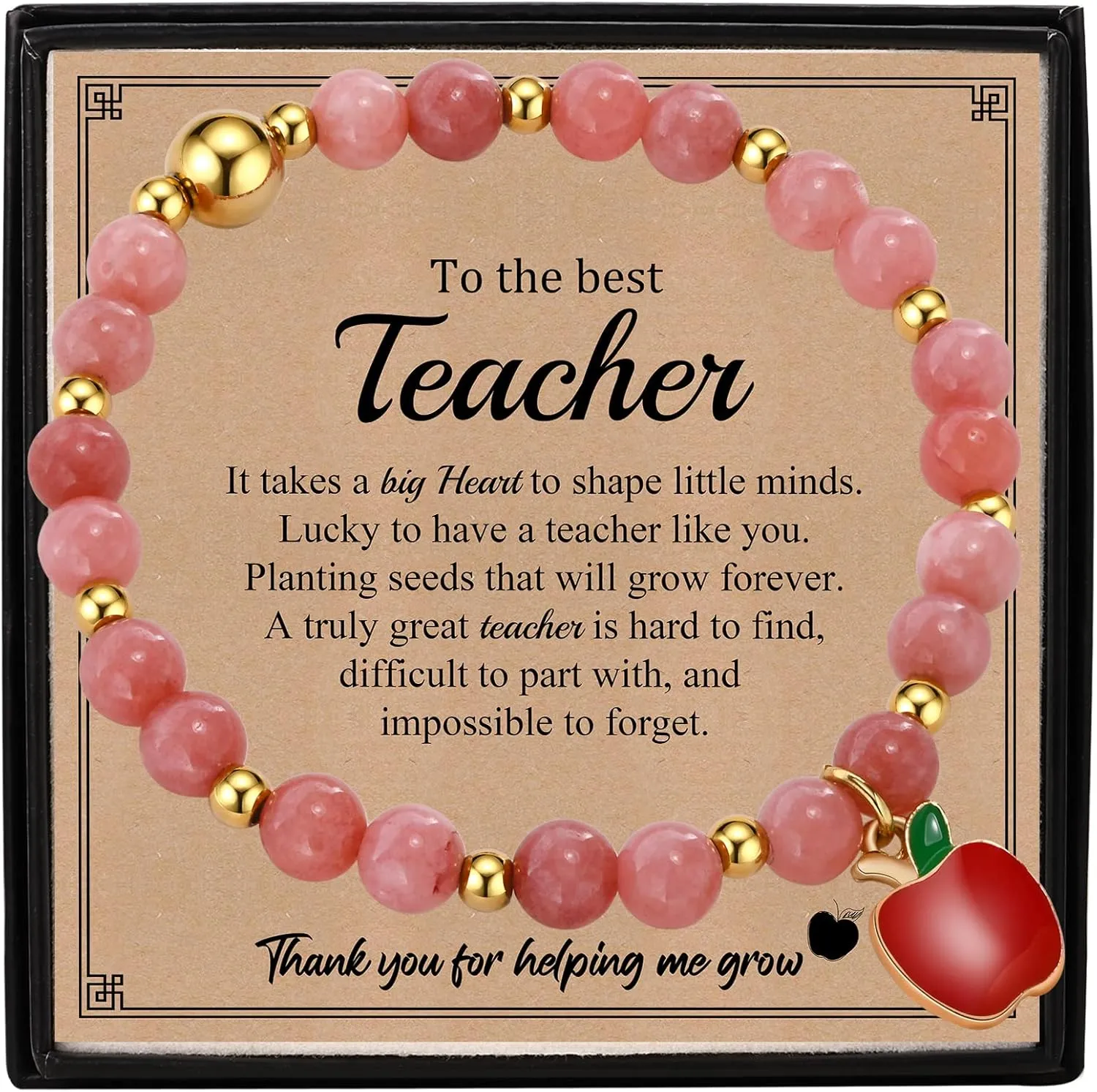 VNOX Teacher Gifts for Women | Appreciation Beaded Bracelets for Graduation, Birthday, Christmas, Valentine's Day | Elastic Bracelet for Professor with Gift Message Card