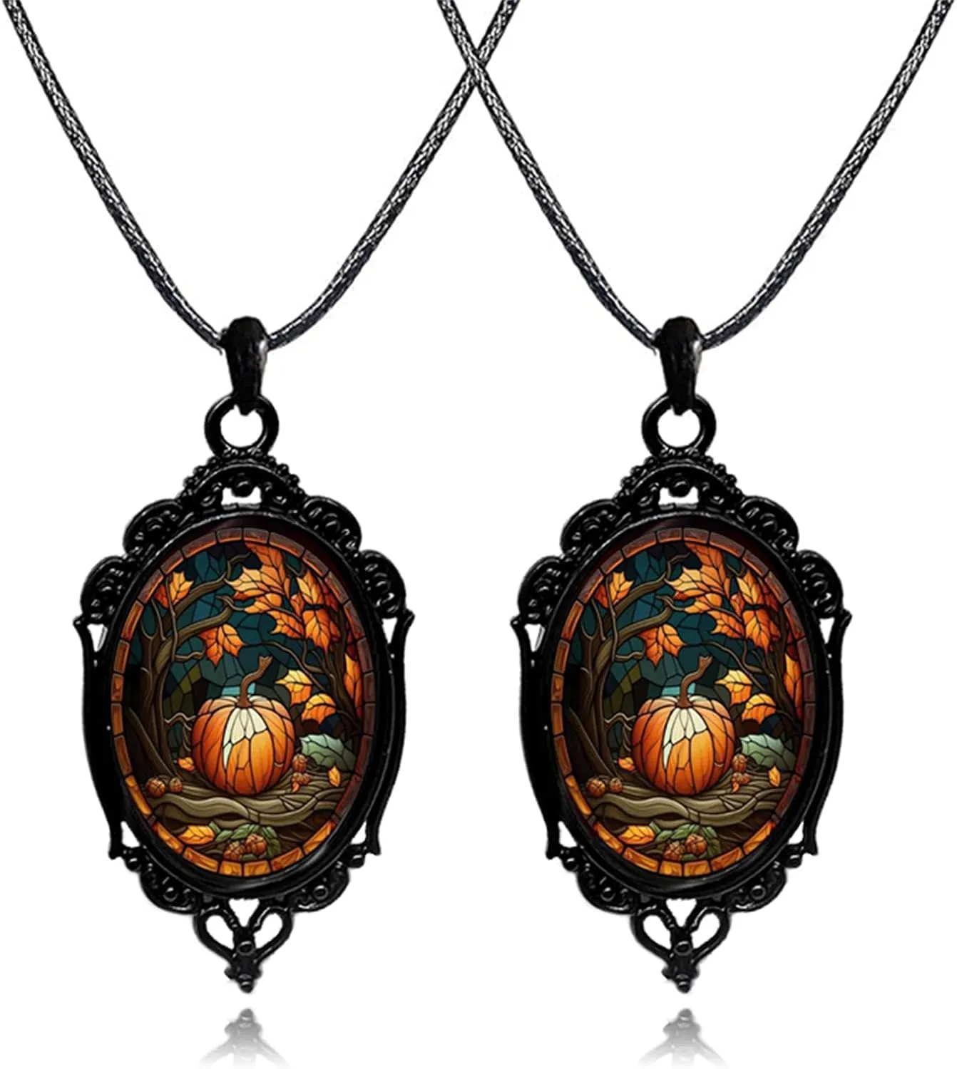 WCRAZYE Gothic Witch Raven Necklace for Men Women Unique Vintage Punk Goth Mystic Witch Crow Glass Pendant Choker Necklace Halloween Cosplay Jewelry Gifts