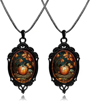 WCRAZYE Gothic Witch Raven Necklace for Men Women Unique Vintage Punk Goth Mystic Witch Crow Glass Pendant Choker Necklace Halloween Cosplay Jewelry Gifts