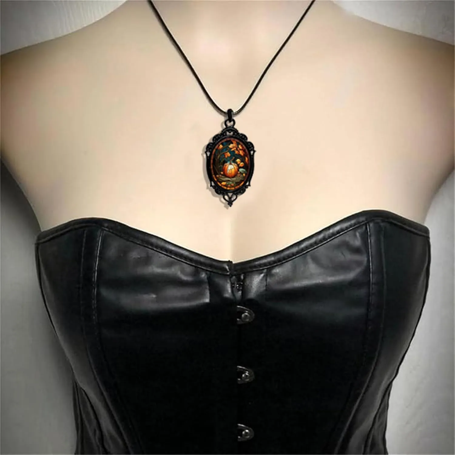 WCRAZYE Gothic Witch Raven Necklace for Men Women Unique Vintage Punk Goth Mystic Witch Crow Glass Pendant Choker Necklace Halloween Cosplay Jewelry Gifts